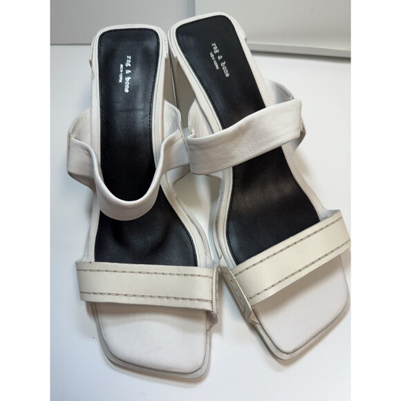 Rag & Bone Colt Leather Slip On Sandal In Brightest White Sz 10 - Picture 2 of 9
